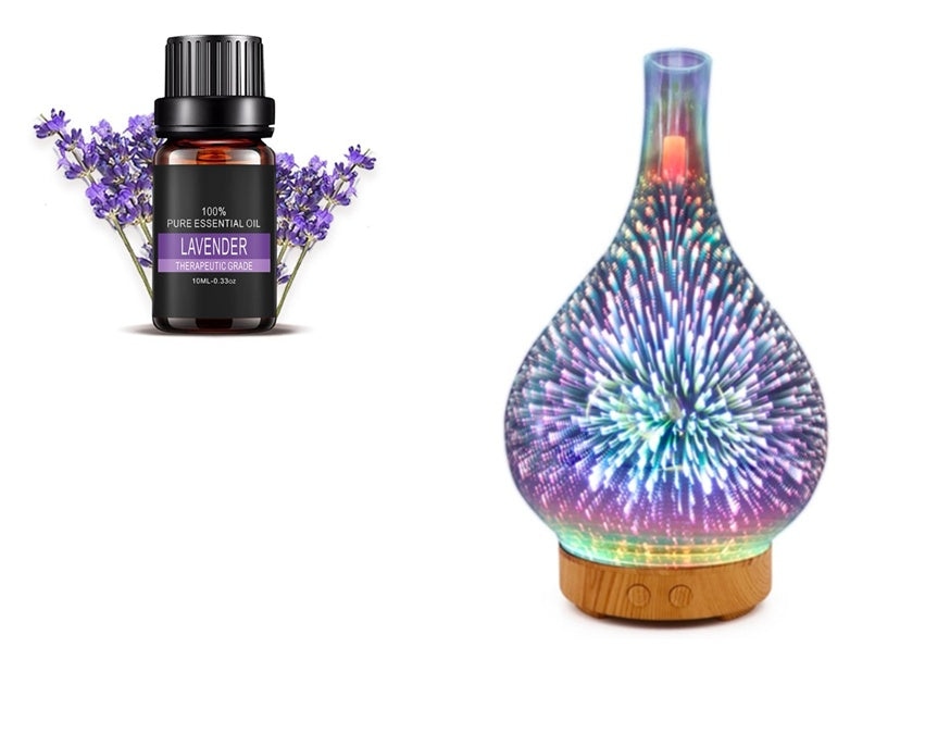 3D Firework Glass Vase Shape Aroma Diffuser 7 Color Led Night Aroma Essential Oil Diffuser