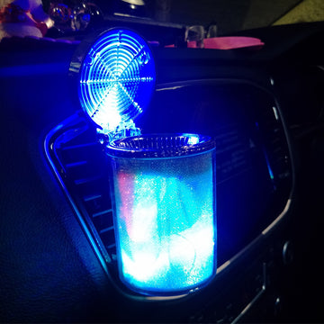 Car Ashtray With LED Light RGB Ambient Light Cigarette Cigar Ash Tray Container