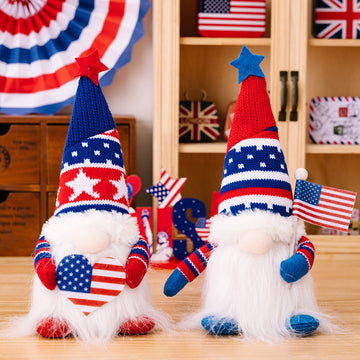 Independence Day Decoration Supplies Knitted Hat Love Rudolf Doll With Light Patriotic