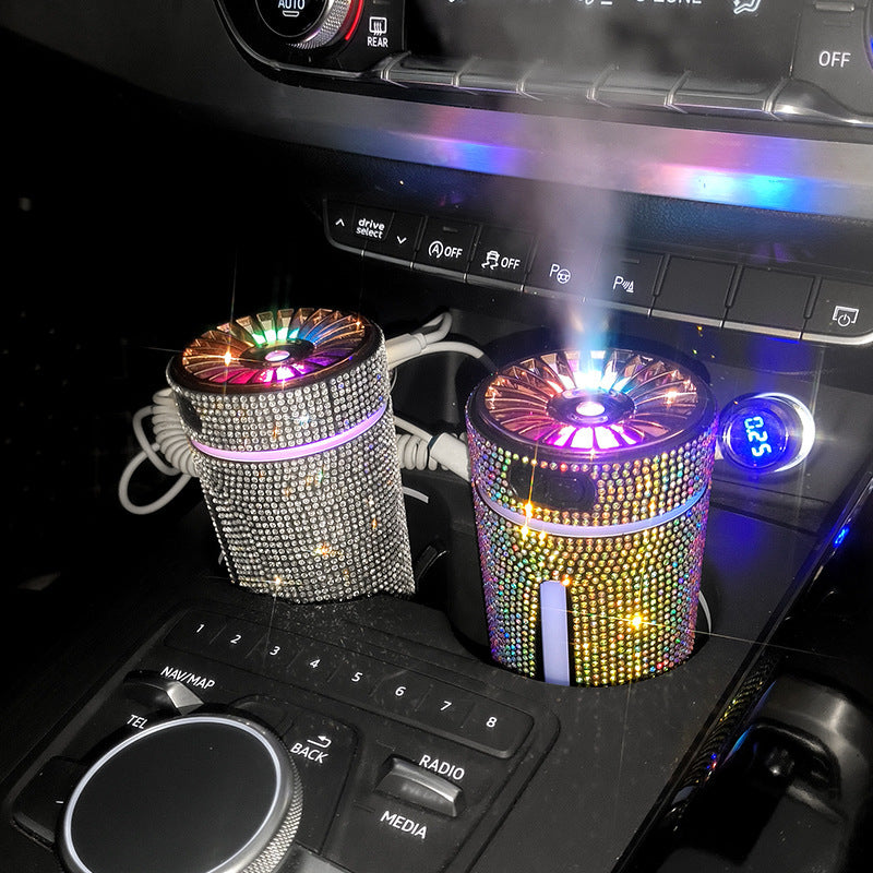 Luxury Diamond Car Humidifier LED Light Car Diffuser Auto Air Purifier Aromatherapy Diffuser