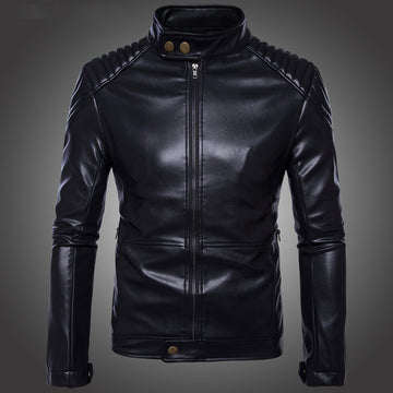 Carli Moto Leather Men's Jacket Black Bottom